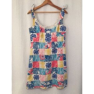 Vintage Lilly Pulitzer patchwork tie shift dress